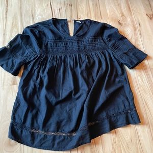 Black old navy blouse with lace detail